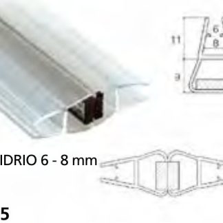 Perfil magnetico frontal con caja mampara ducha 2m vidrio 6-8mm