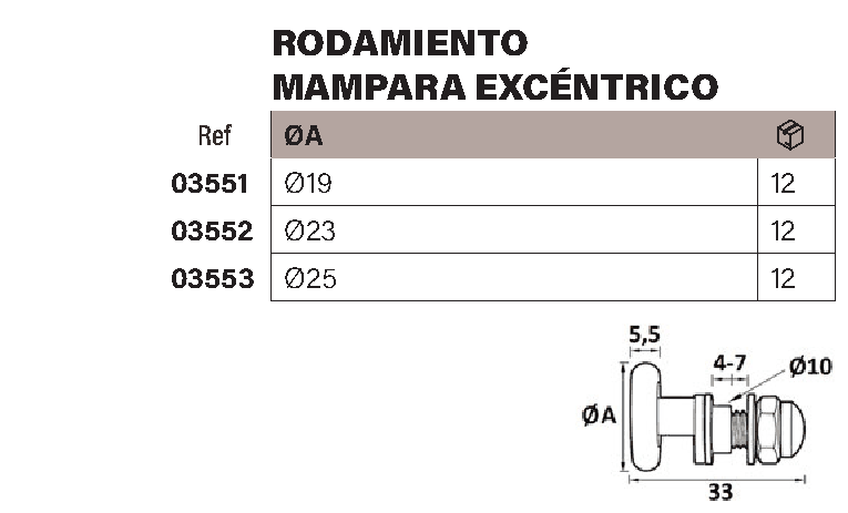 Rodamiento excéntrico mampara ducha 19mm - Imagen 2
