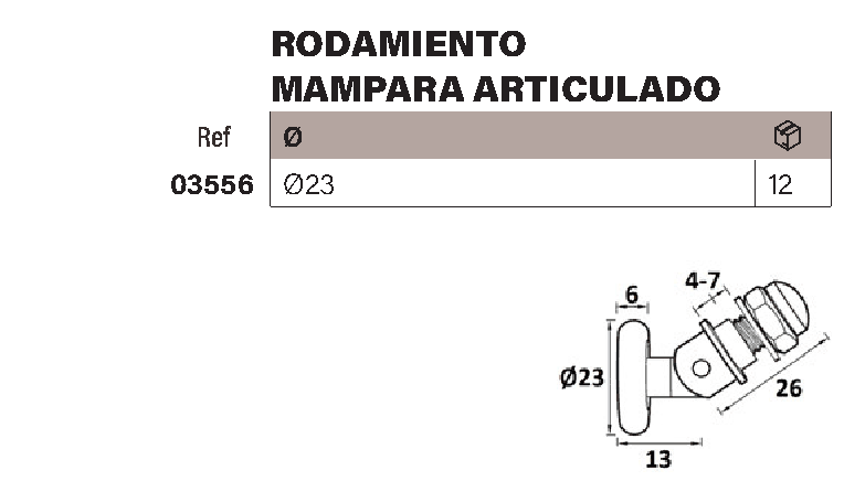 Rodamiento mampara ducha articulado 23mm - Imagen 2