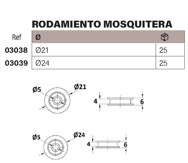 Rodamiento mosquitera 24mm - Imagen 2