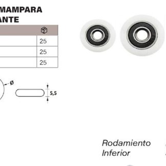 Rodamiento mampara ducha agujero pasante 19mm