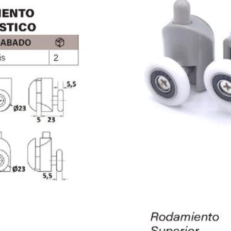 Juego rodamiento mampara ducha plástico 23mm gris