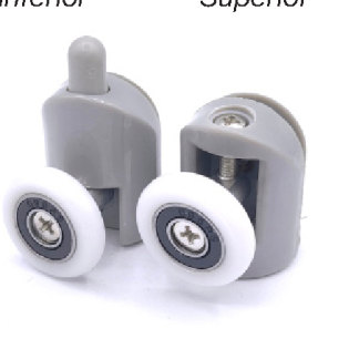 Juego rodamiento mampara ducha plástico 23mm gris