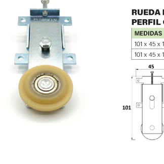 Rueda puerta corredera armario Perfil Oculto Hembra